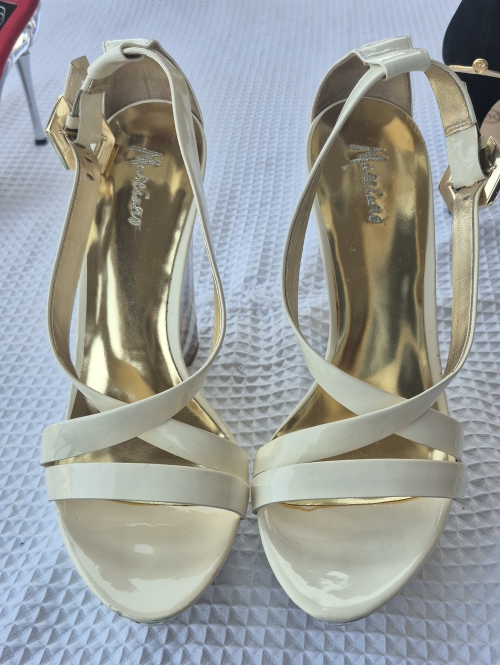 White Women's Strappy High Heel Sandals